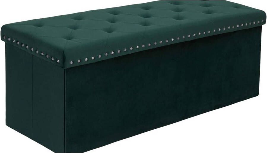 Dailysupplies Luxe Dekenkist voor Dekens en Extra Opslag Bijzet Bankje Opbergbank Binnen en Buiten Dekenkisten voor Slaapkamers Bank met Opslagruimte Bedkist Velvet Groen