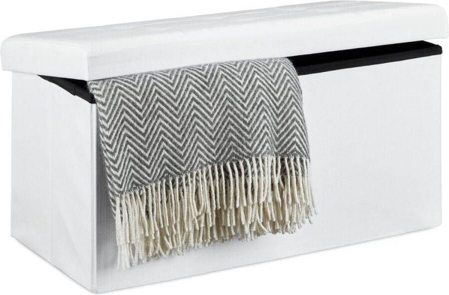 Dailysupplies Luxe Dekenkist voor Dekens en Extra Opslag Bijzet Bankje Opbergbank Binnen en Buiten Dekenkisten voor Slaapkamers Bank met Opslagruimte Bedkist Wit met Zitkussen