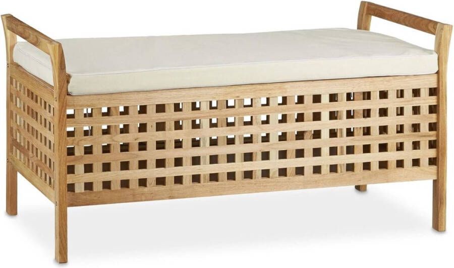 Dailysupplies Luxe Dekenkist voor Dekens en Extra Opslag Bijzet Bankje Opbergbank Binnen en Buiten Dekenkisten voor Slaapkamers Bank met Opslagruimte Bedkist Wit met Houten Buitenkant