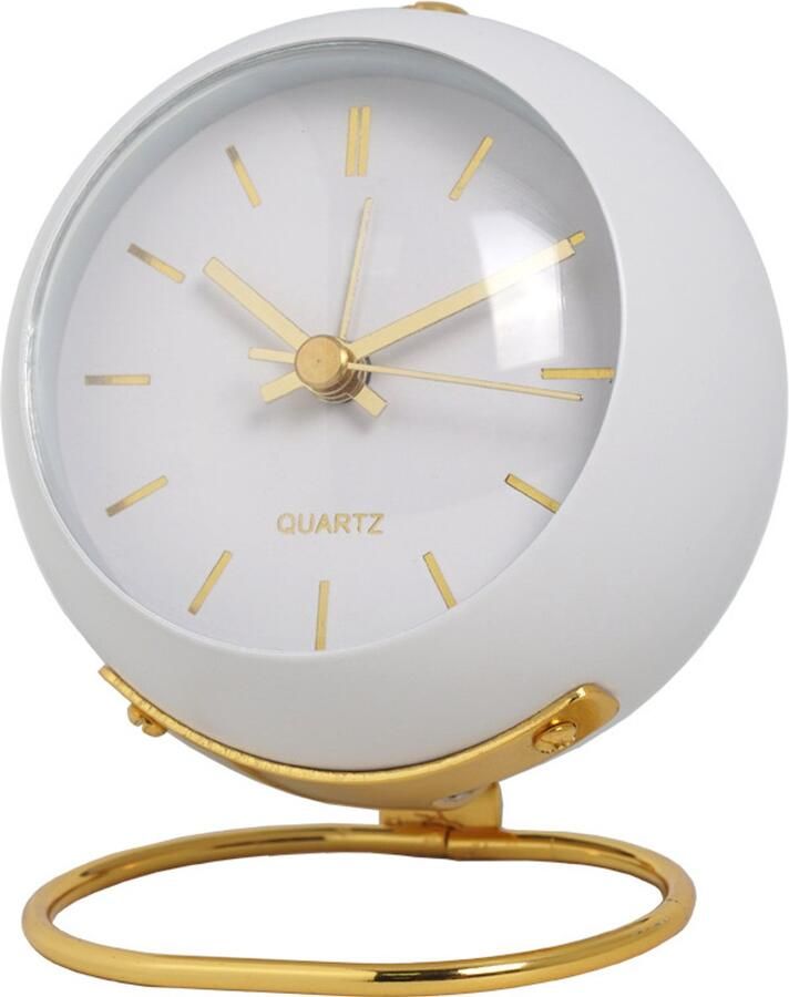 Daity 1 Pack Kleine tafelklok bureauwekker met nachtlampje en anti-tikfunctie op batterijen werkende tafelklok met high-definition glas geschikt voor woonkamer slaapkamer en als decoratie op het nachtkastje (batterijen niet inbegrepen)