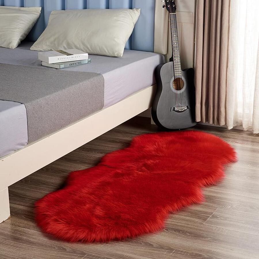 Daity 1 stuk pluche tapijt pluizig vloerkleed voor de slaapkamer dik pluche tapijt harig nachtkastje voor de kinderkamer pluche binnentapijt voor de woonkamer (40*60cm)