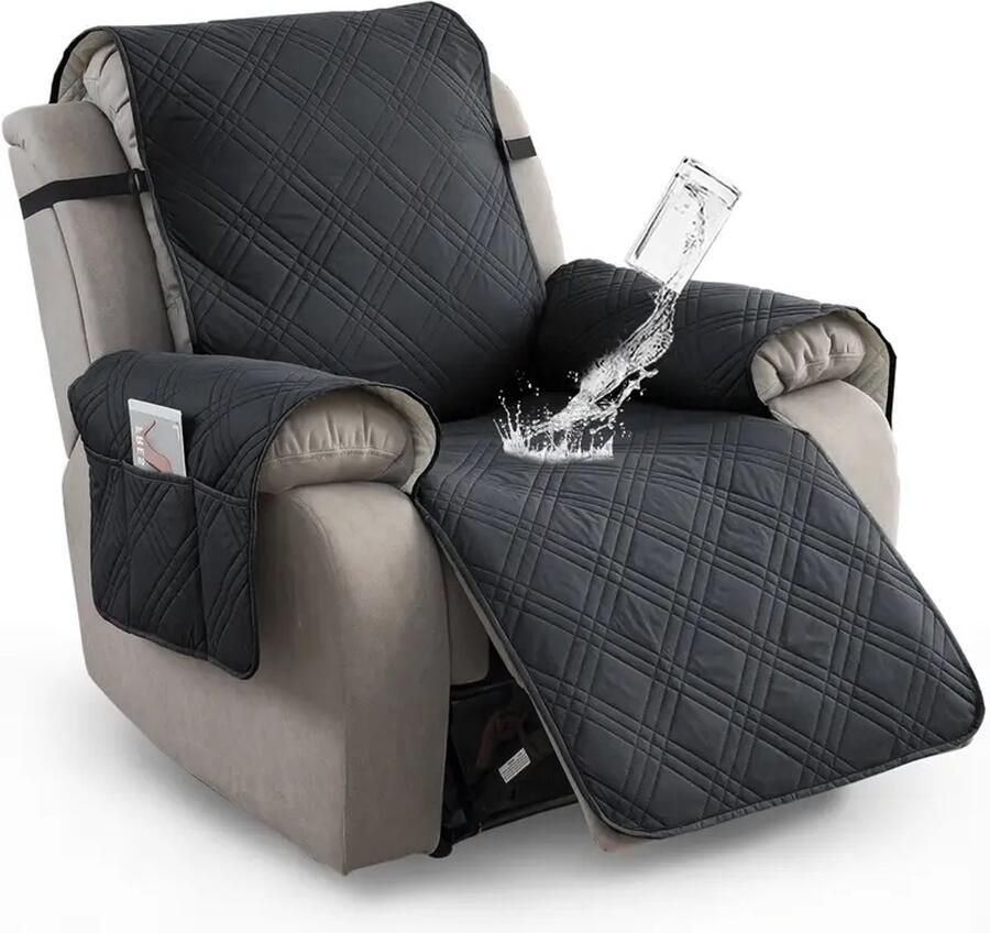 Daity 1 stuk waterdichte ligstoelhoes antislip ligstoelhoes met zakken huisdierbestendige bankhoes wasbare meubelbeschermer eenvoudig te installeren geschikt voor woonkamer huisdecoratie Halloweendecoratie kerstdecoratie (zwart)