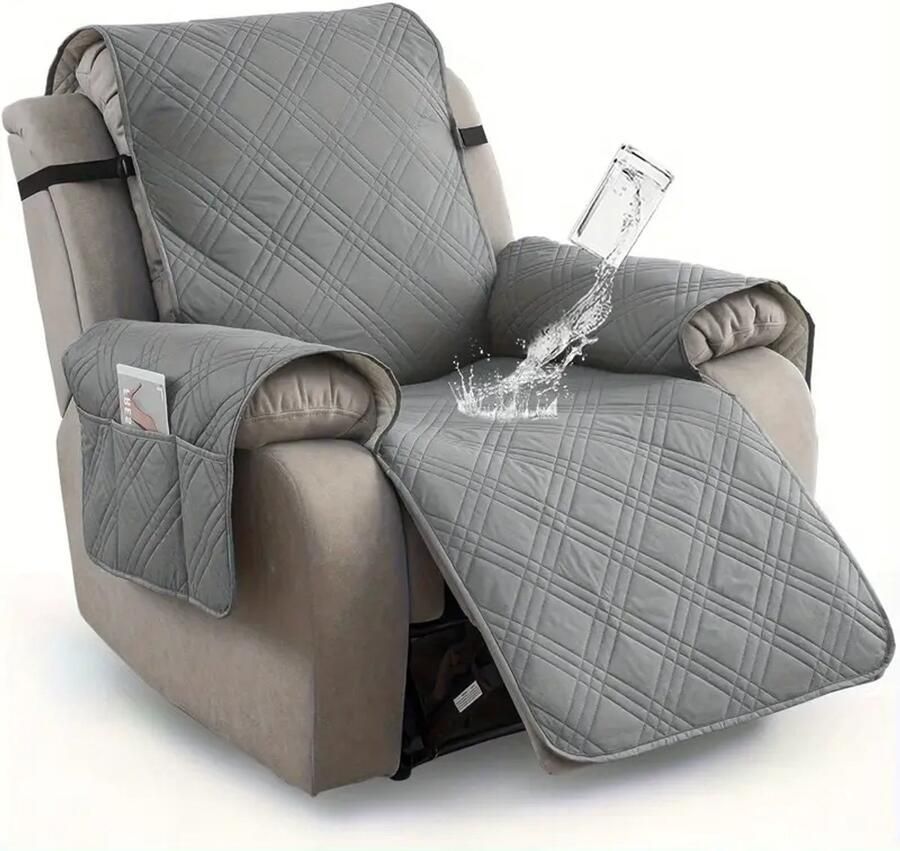 Daity 1 stuk waterdichte ligstoelhoes antislip ligstoelhoes met zakken huisdierbestendige bankhoes wasbare meubelbeschermer eenvoudig te installeren geschikt voor woonkamer huisdecoratie Halloweendecoratie kerstdecoratie (lichtgrijs)