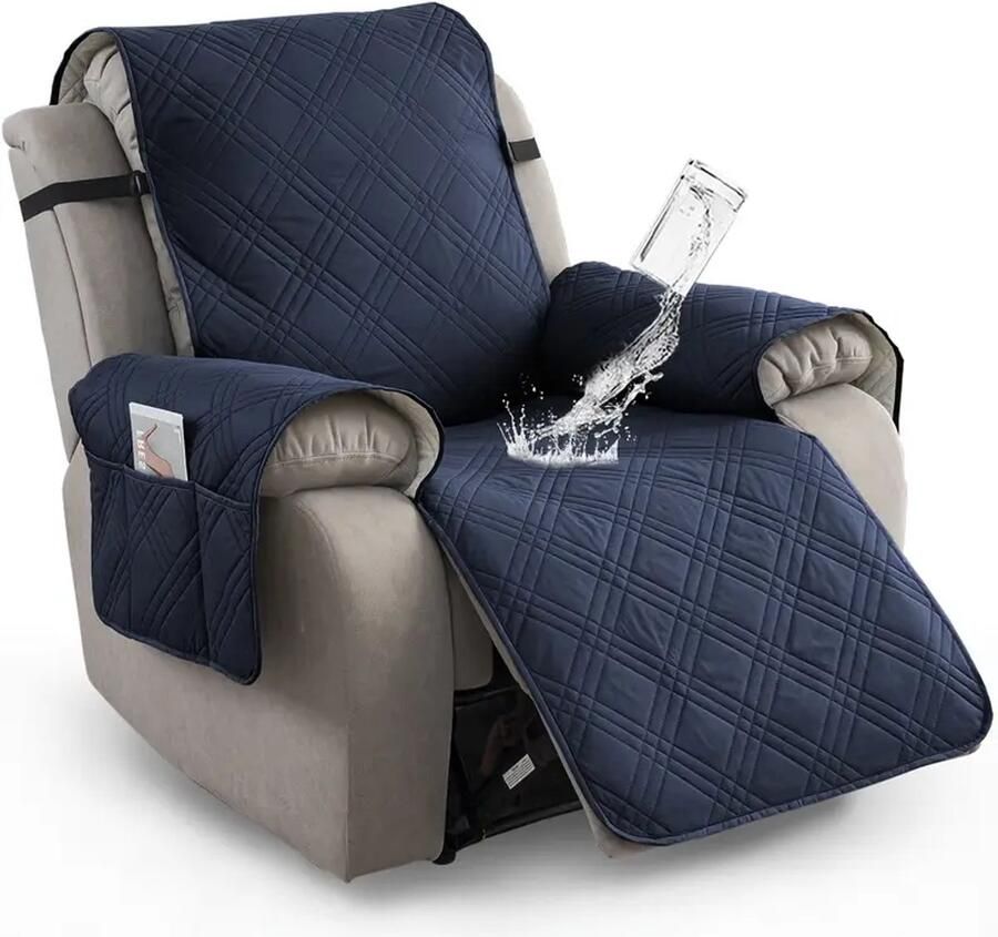 Daity 1 stuk waterdichte ligstoelhoes antislip ligstoelhoes met zakken huisdierbestendige bankhoes wasbare meubelbeschermer eenvoudig te installeren geschikt voor woonkamer huisdecoratie Halloweendecoratie kerstdecoratie (marineblauw)