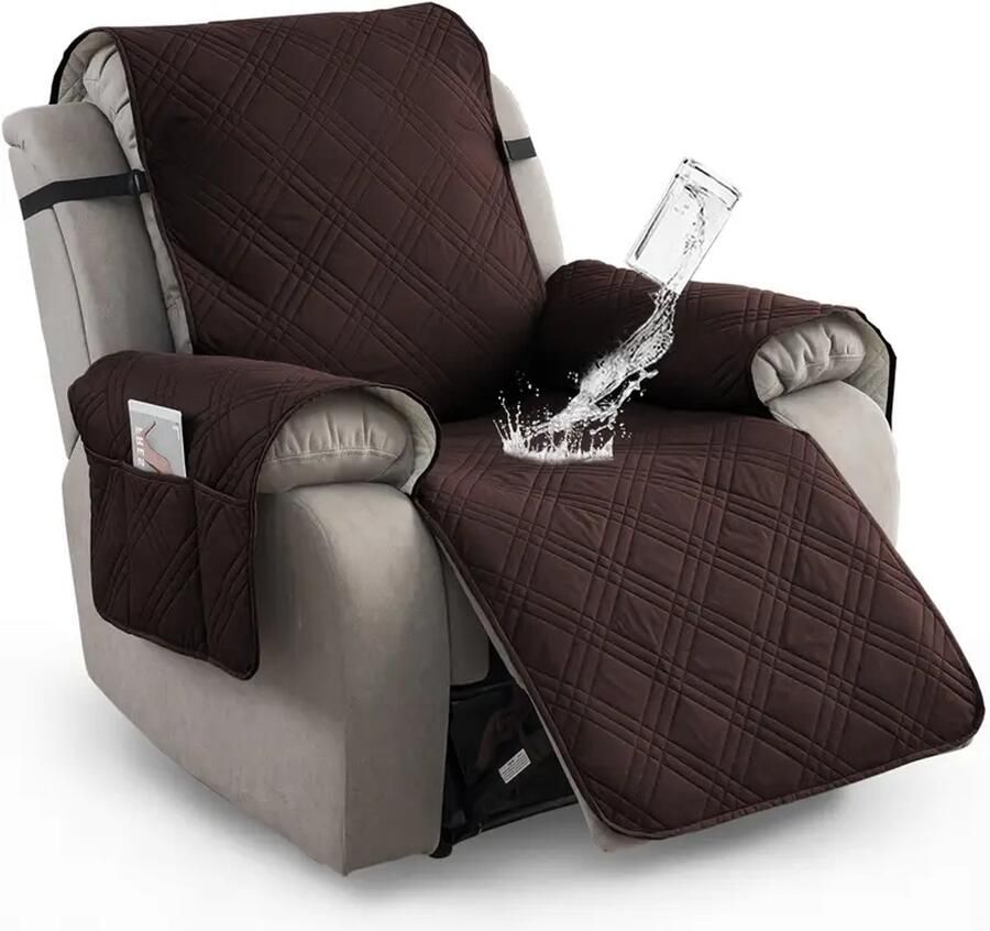 Daity 1 stuk waterdichte ligstoelhoes antislip ligstoelhoes met zakken huisdierbestendige bankhoes wasbare meubelbeschermer eenvoudig te installeren geschikt voor woonkamer huisdecoratie Halloweendecoratie kerstdecoratie (chocoladebruin)