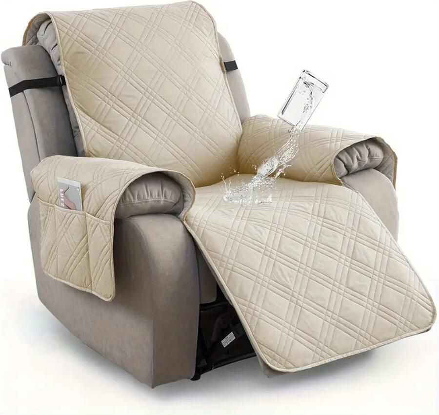 Daity 1 stuk waterdichte ligstoelhoes antislip ligstoelhoes met zakken huisdierbestendige bankhoes wasbare meubelbeschermer eenvoudig te installeren geschikt voor woonkamer huisdecoratie Halloweendecoratie kerstdecoratie (beige)