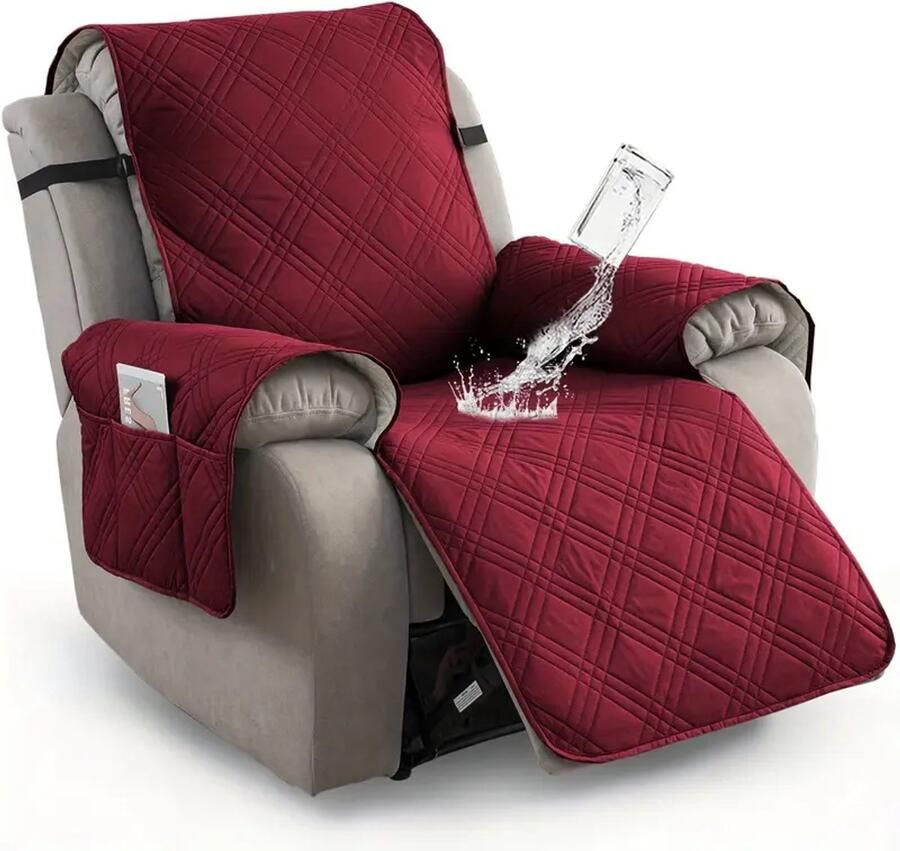 Daity 1 stuk waterdichte ligstoelhoes antislip ligstoelhoes met zakken huisdierbestendige bankhoes wasbare meubelbeschermer eenvoudig te installeren geschikt voor woonkamer huisdecoratie Halloweendecoratie kerstdecoratie (rood)