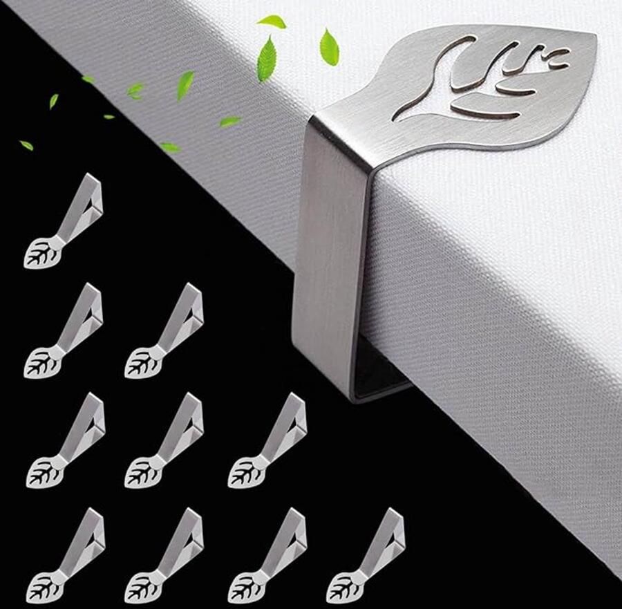 Daity 10-pack tafelkleedklemmen roestvrijstalen tafelkleedklemmen voor dikke tafels tuintafels eettafels familietafels tafelkleedklemmen voor buiten