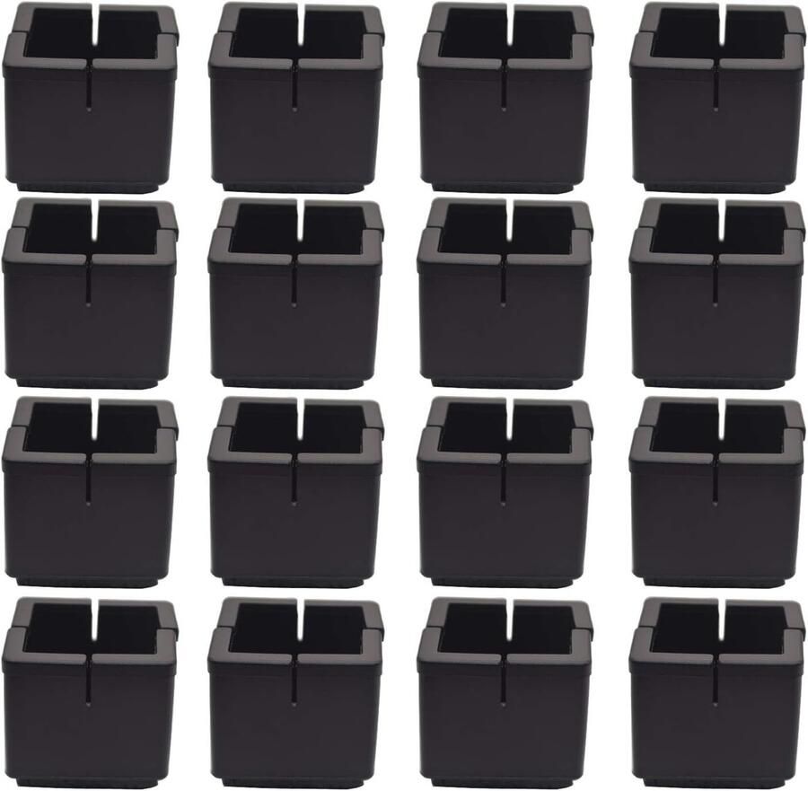 Daity 16 Pack Voetbeschermers voor stoelen siliconen meubelpootbeschermers vloerbeschermers met vilt (vierkant 3 cm lang 3 cm breed zwart)