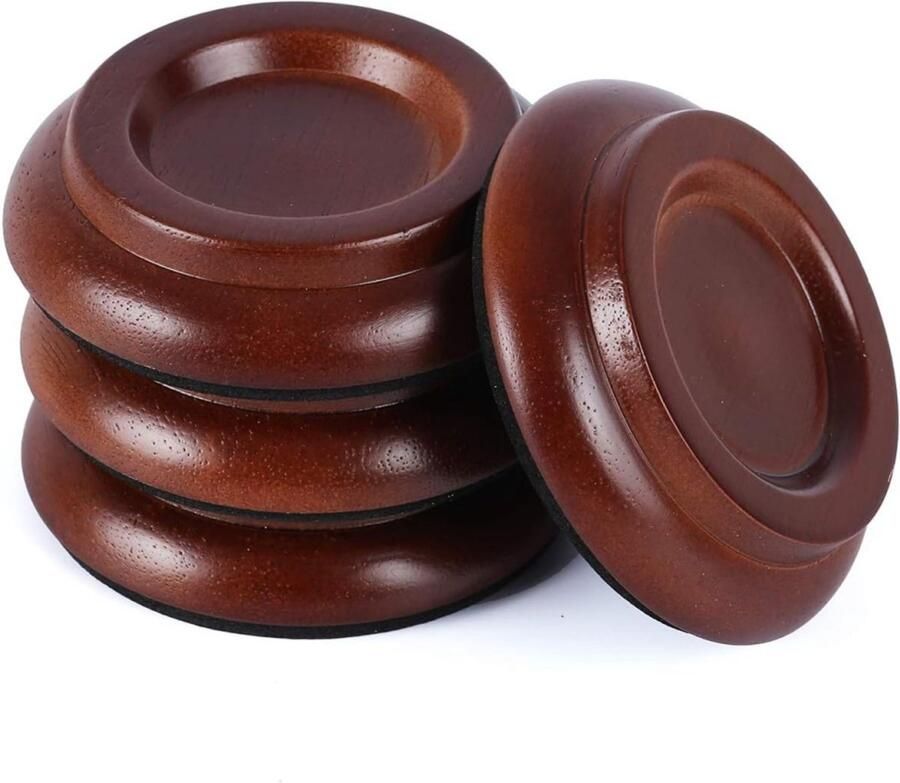 Daity 4-pack Voetkussentjes van massief hout voor staande piano's Voetkussentjes voor meubels slaapbanken en stoelen Antislip geluiddempende viltkussentjes Beschermers voor houten vloeren (bruin)