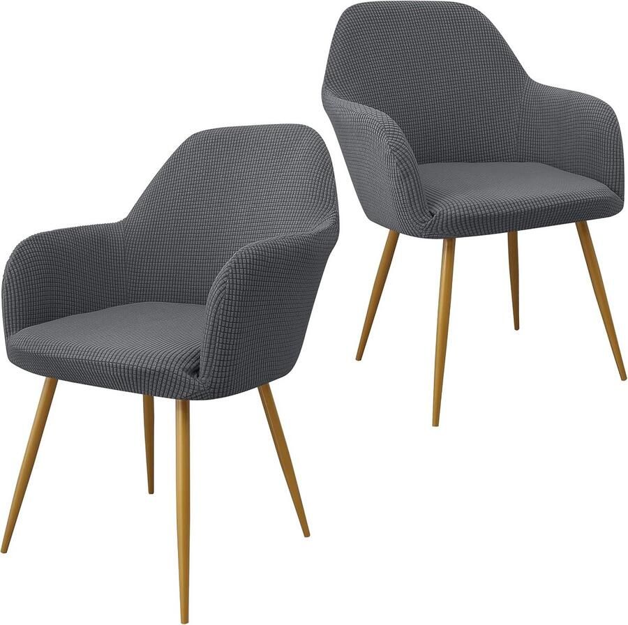 Daity Eetkamerstoelhoezen decoratieve stoelhoezen moderne stoelhoezen met gebogen rugleuning decoratieve fauteuilhoezen met gebogen rugleuning voor woonkamers (set van 2 grijs)