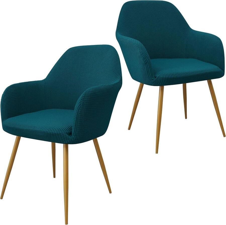 Daity Eetkamerstoelhoezen decoratieve stoelhoezen moderne stoelhoezen met gebogen rugleuning decoratieve fauteuilhoezen met gebogen rugleuning voor de woonkamer (set van 2 turquoise)