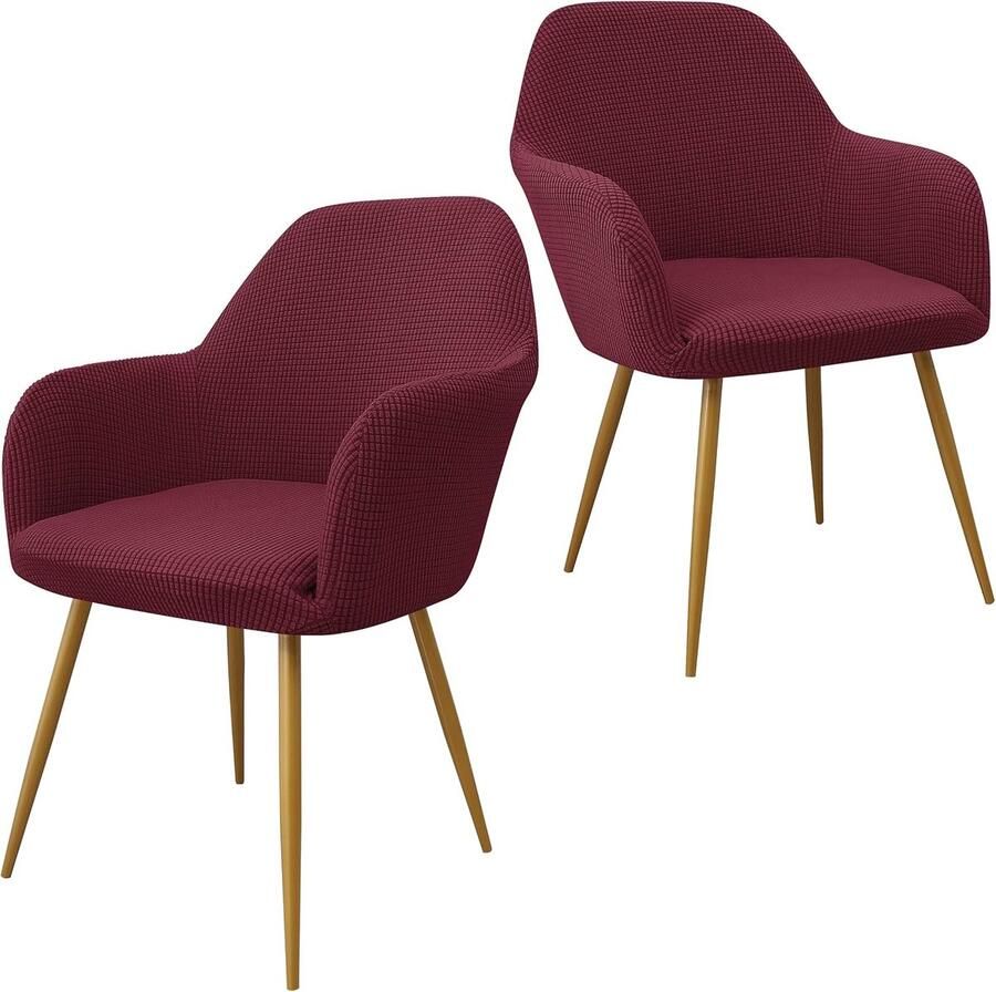 Daity Eetkamerstoelhoezen decoratieve stoelhoezen moderne stoelhoezen met gebogen rugleuning decoratieve fauteuilhoezen met gebogen rugleuning voor woonkamers (set van 2 bordeauxrood)