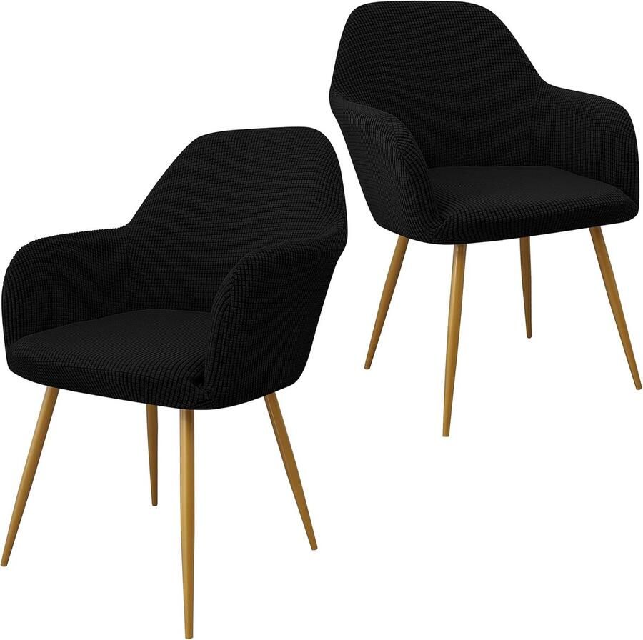 Daity Eetkamerstoelhoezen decoratieve stoelhoezen moderne stoelhoezen met gebogen rugleuning decoratieve fauteuilhoezen met gebogen rugleuning voor de woonkamer (set van 2 zwart)
