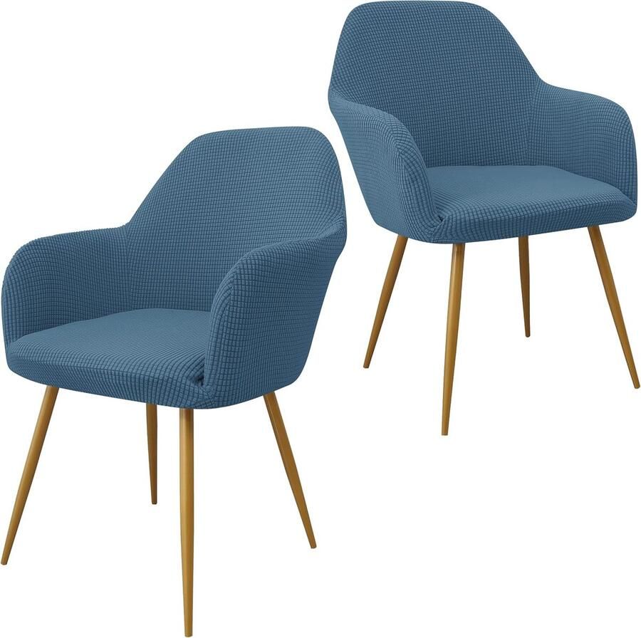 Daity Eetkamerstoelhoezen decoratieve stoelhoezen moderne stoelhoezen met gebogen rugleuning decoratieve fauteuilhoezen met gebogen rugleuning voor de woonkamer (set van 2 lichtblauw)