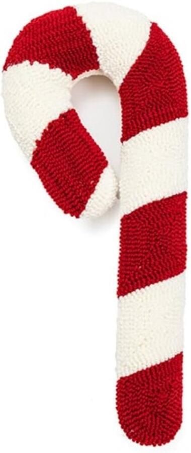 Daity Kerstkussen wit kussen in de vorm van een zuurstok kussen met een stok kerstversiering zacht winterkussen schattig pluchen kussen voor slaapbank 53x23 cm