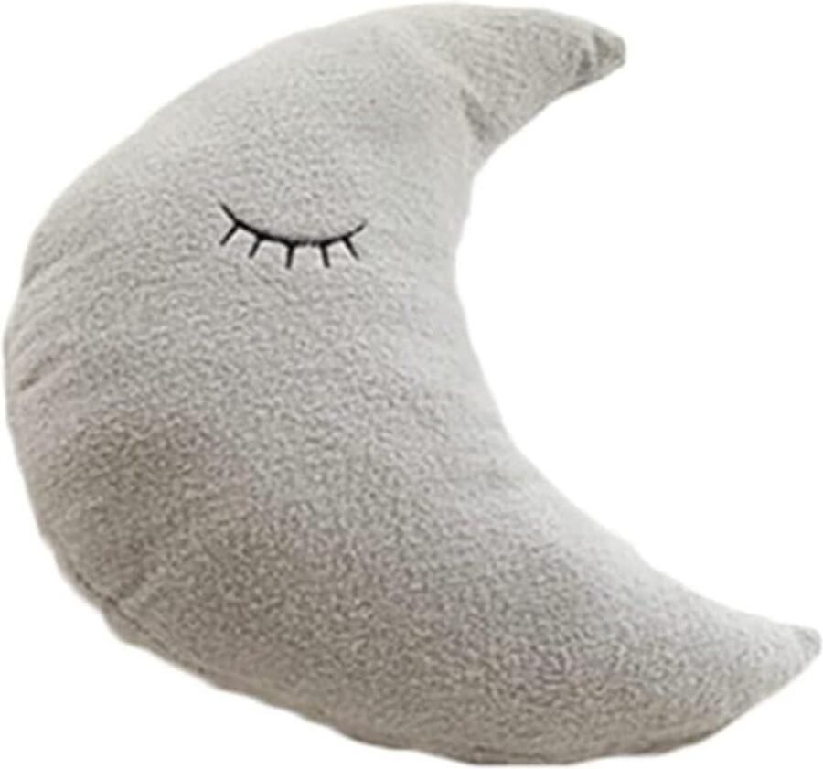 Daity Zacht pluche sterrenkussen maanwolk fris kussen bedkussen thuiskantoor bank autostoelkussen feestartikelen (maan (53 * 30) cm grijs)
