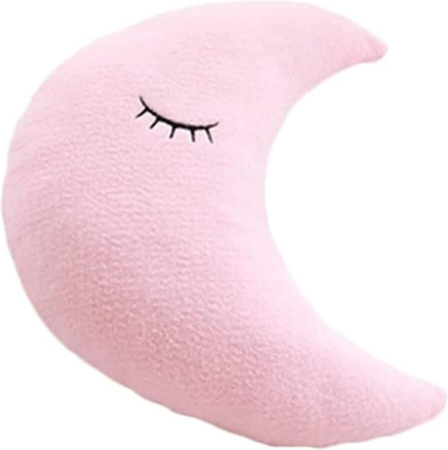 Daity Zacht pluche sterrenkussen maanwolk fris kussen bedkussen thuiskantoor bank autostoelkussen feestartikelen (maan (53 * 30) cm roze)