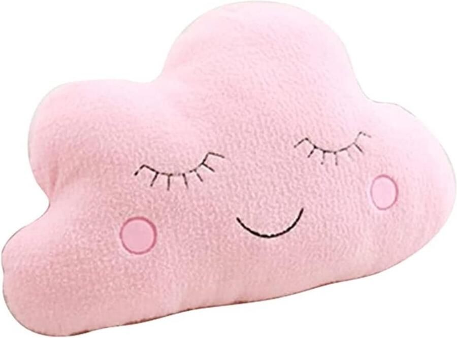 Daity Zacht pluche sterrenkussen maanwolk fris kussen bedkussen thuiskantoor bank autostoelkussen feestartikelen (wolk (55 * 45 cm roze)