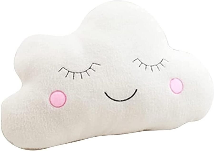 Daity Zacht pluche sterrenkussen maanwolk fris kussen bedkussen thuiskantoor bank autostoelkussen feestartikelen (wolk (55 * 45) cm wit)
