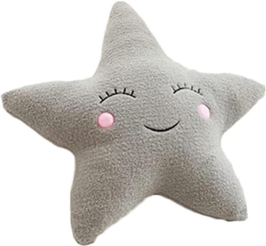 Daity Zacht pluche sterrenkussen maanwolk fris kussen bedkussen thuiskantoor bank autostoelkussen feestartikelen (ster (55 * 55 cm grijs)