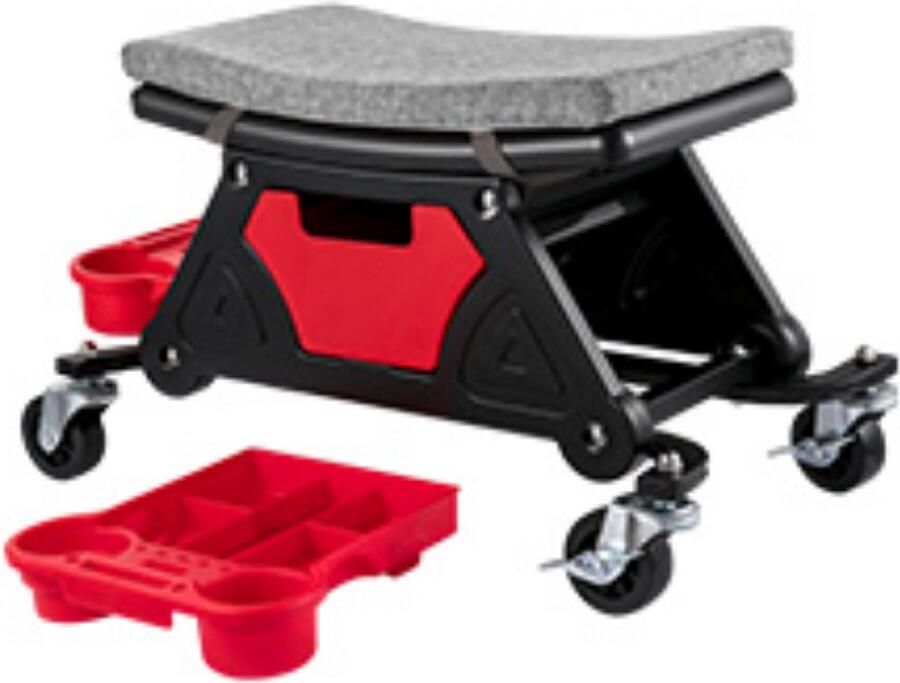 Dakta Automonteur Krukje Inclusief Opberglades Werkkruk Monteur Autoreparatie Monteurskruk Staal Plastic Rood