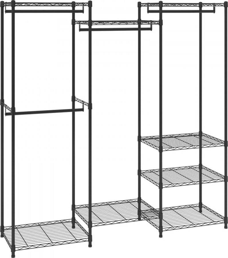 Dakta verrijdbaar kledingrek kapstok 362 kg belastbaar vrijstaand kledingrek 174x180x45 cm 3 kledingstangen multifunctioneel 8-laags voor slaapkamer wasruimte kleedkamer