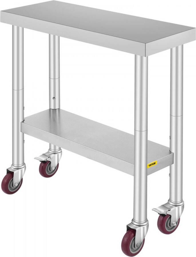 Rvs Tafel Werktafel Keukentafel Roestvrij Stalen Werktafel 76 x 30 x 86 cm Zilver