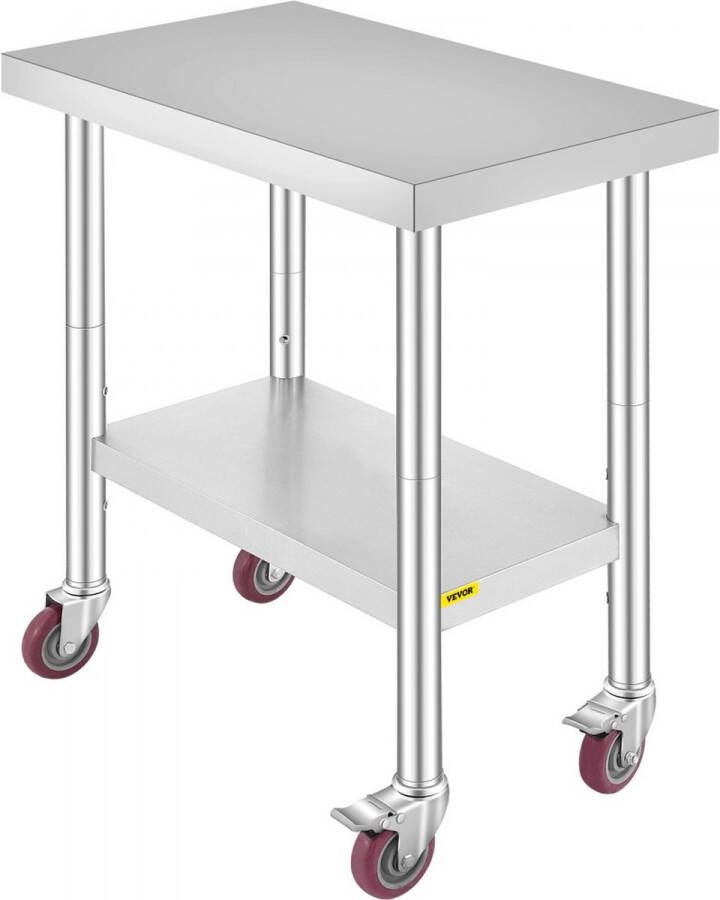 Dakta Werktafel Keukentafel Roestvrij Stalen Werktafel 76 x 46 x 86 cm Zilver