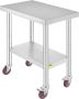 Rvs Tafel Werktafel Keukentafel Roestvrij Stalen Werktafel 76 x 46 x 86 cm Zilver - Thumbnail 2