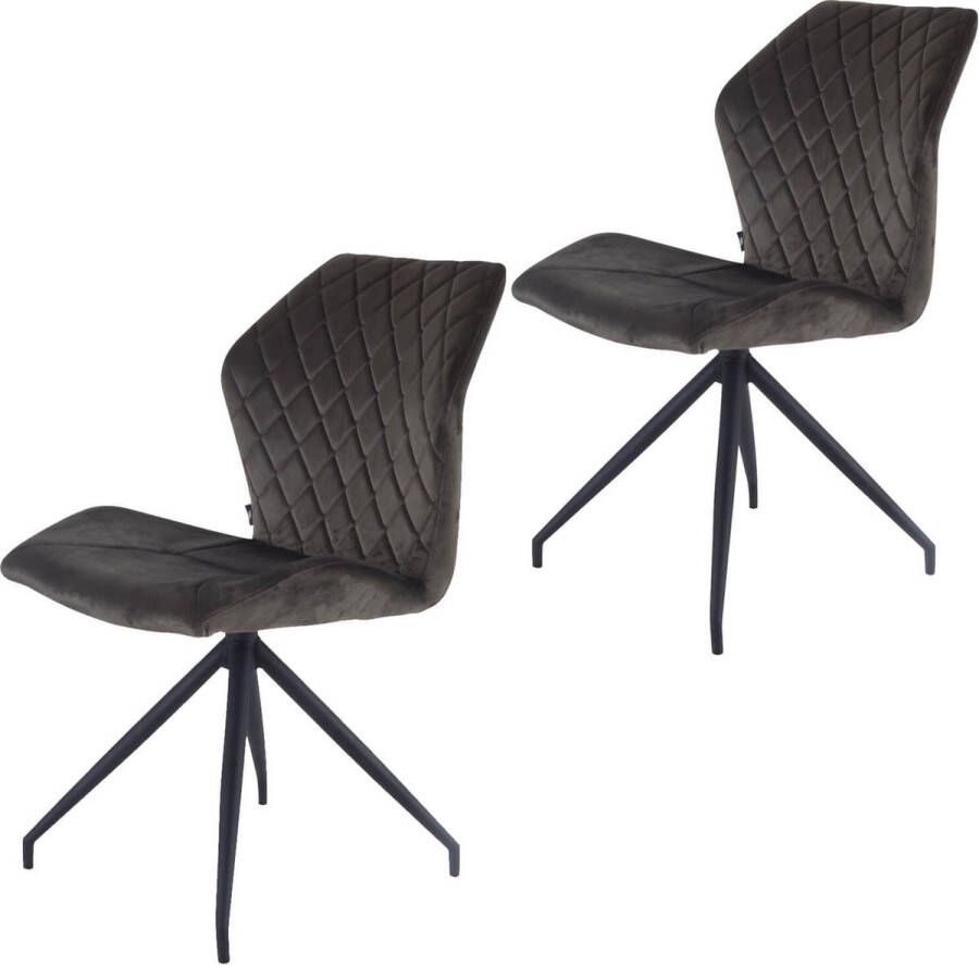 Damiware Rocky eetkamerstoelen set van 2 Velvet Grijs