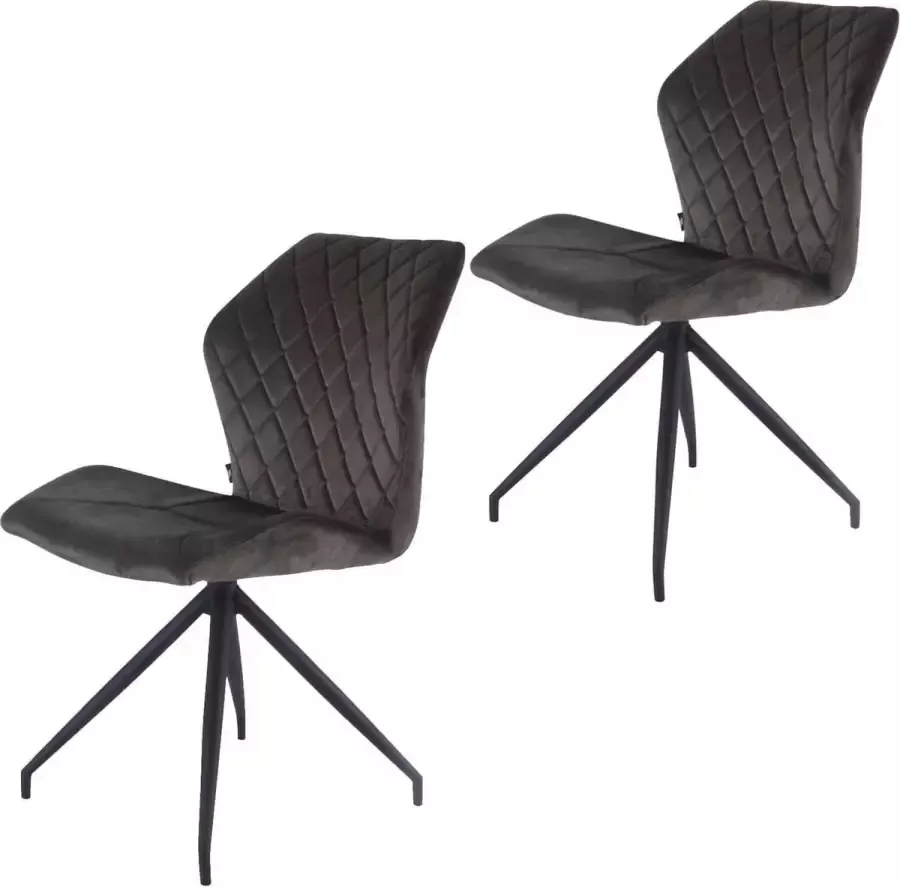 Damiware Rocky eetkamerstoelen set van 2 Velvet Grijs