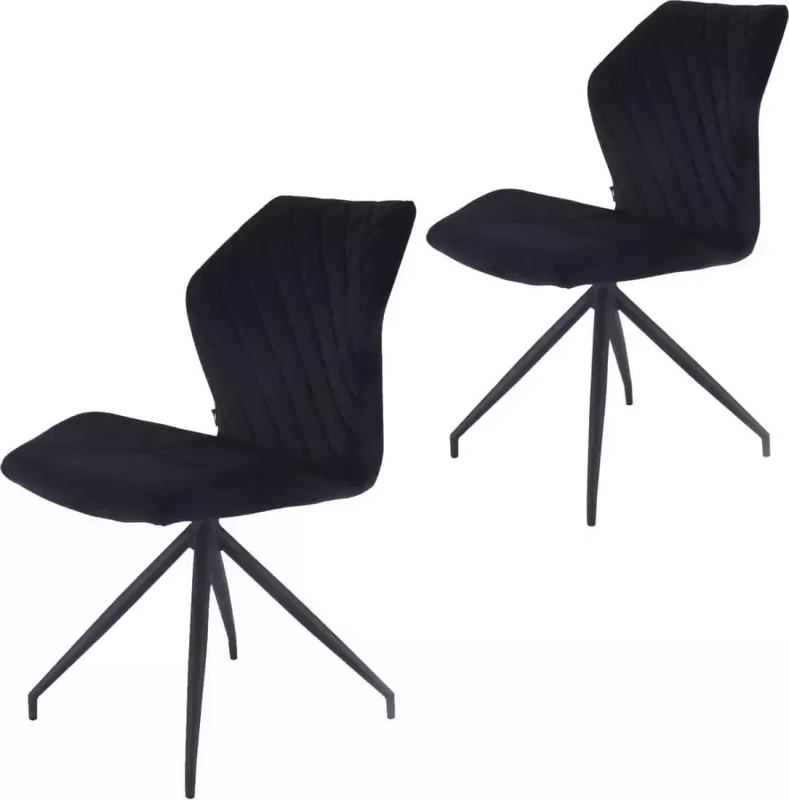 Damiware Rocky eetkamerstoelen set van 2 Velvet Zwart