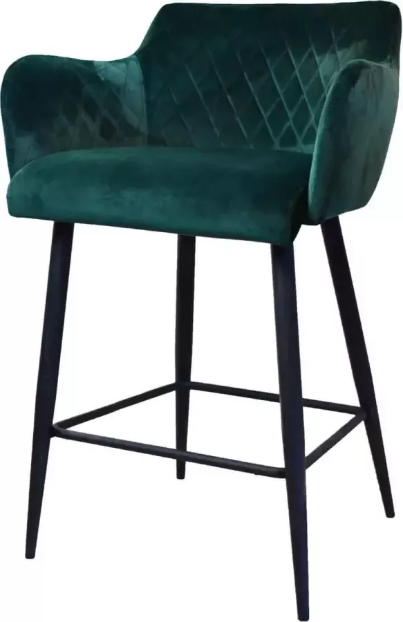 Damiware Rose Barkruk Velvet Donkergroen 75 cm hoog