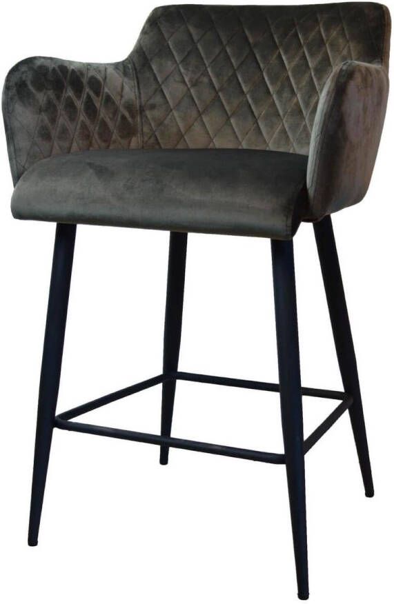 Damiware Rose Barkruk Velvet Grijs 65 cm hoog