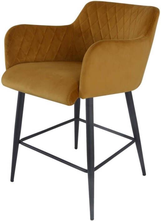 Damiware Rose Barkruk Velvet Okergeel 75 cm hoog