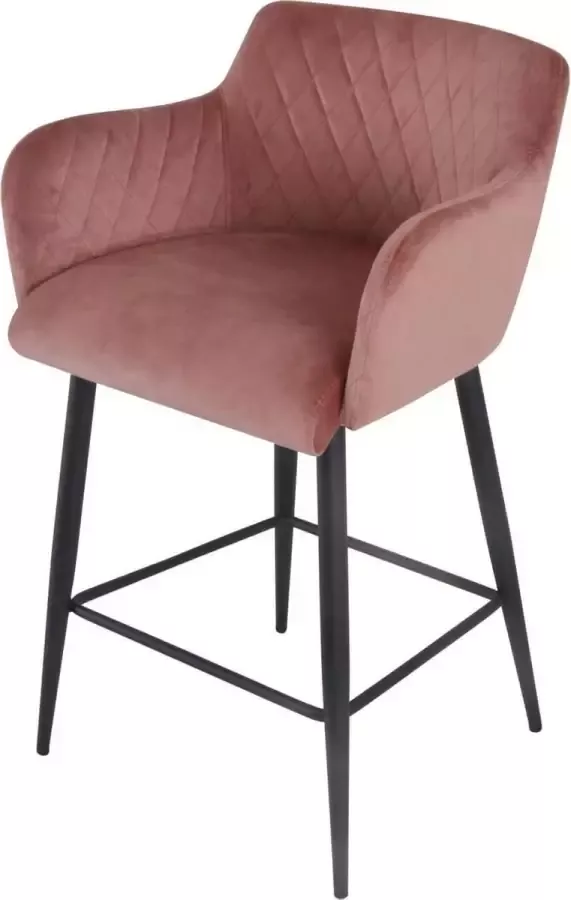 Damiware Rose Barkruk Velvet Roze 65 cm hoog