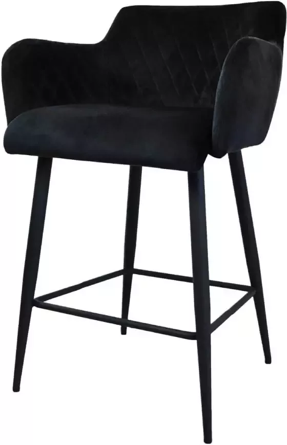 Damiware Rose Barkruk Velvet Zwart 65 cm hoog