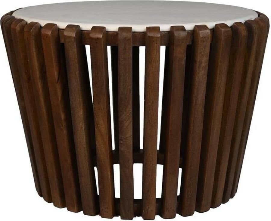 PS-Collection Ruby Salontafel Rond ø60x60 cm Bruin Wit Marmer Mangohout salontafels rond salontafels salontafel zwart salon tafel salontafel rond salontafel industrieel salontafel vierkant salontafel marmer salontafel wit - Foto 2