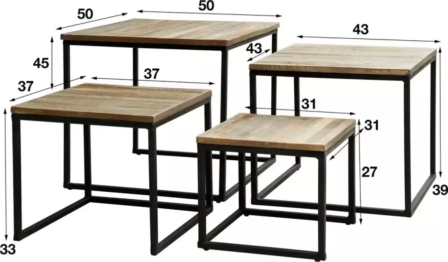 Davidi Design Teca Salontafel Set Vierkant