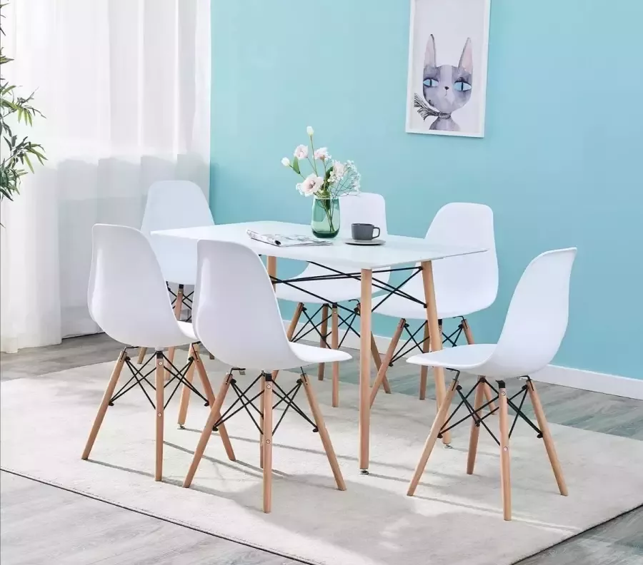 DB-Design Eetkamerstoelen Set van 6 kuipstoelen Wit Kuipstoel Eetkamerstoel Eetkamerstoelen Kuipstoelen industriële eetkamerstoelen koffie tafel stoelen kuipstoelen keukenstoel keuken design stoel