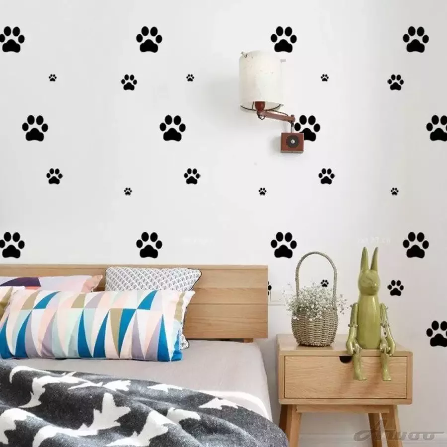 DCCD 3D Sticker Decoratie Grappig Cartoon Dier Voetafdrukken Muurstickers Kat Hond Poten Sticker Kinderkamer DIY Decoratie Woondecoratie Meubels Kasten Sticker