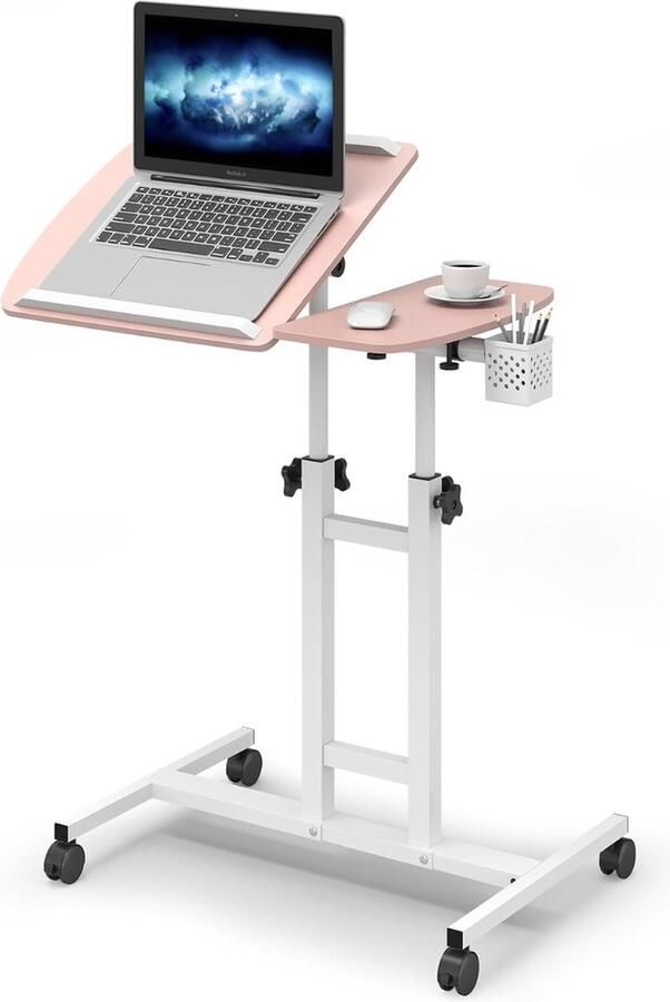 DD Bedtafeltje Met Wielen Bedtafel Laptopstandaard 40x68x89cm Roze