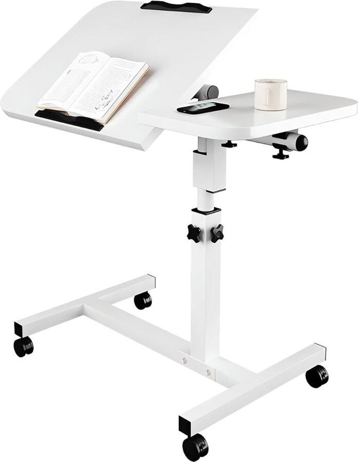 DD Bedtafeltje Met Wielen Bedtafel Laptopstandaard 60x40x60cm Wit