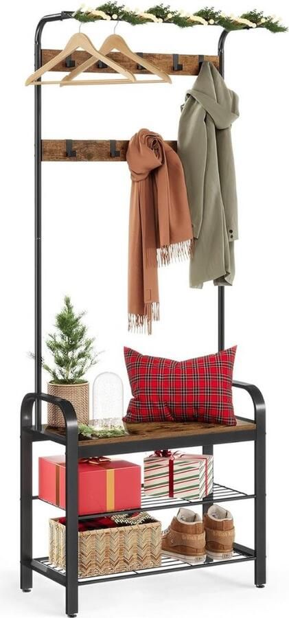 DD Halmeubel met Kapstok Halmeubel Garderobekast met Kapstok 4 Planken 30cm x 72cm x 183cm