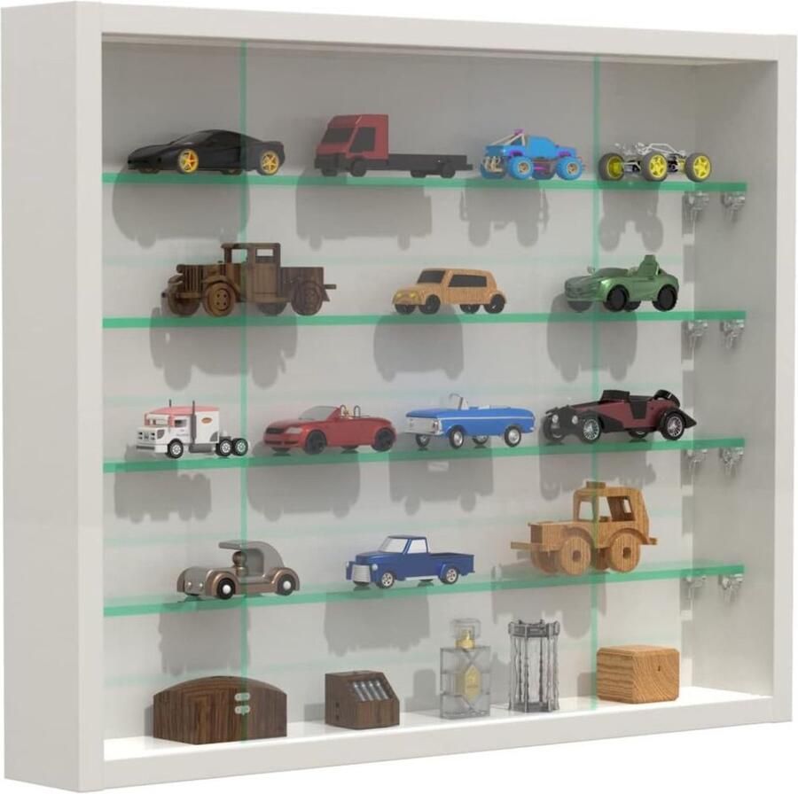 DD Vitrinekast Hangend Glazen Vitrinekast Wandvitrine 60x50x9cm Wit