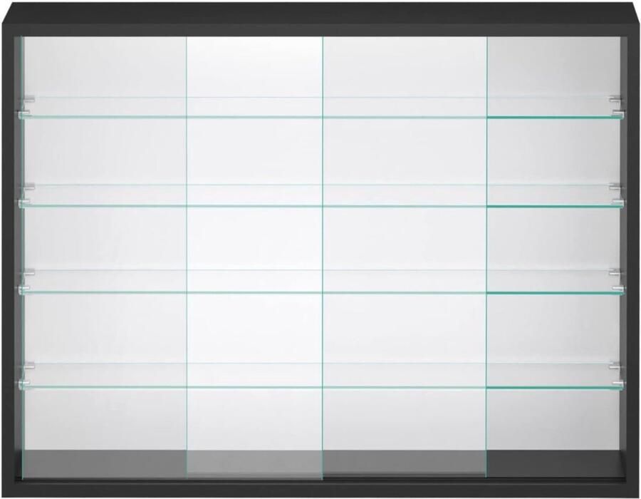 DD Vitrinekast Hangend Glazen Vitrinekast Wandvitrine 75x55x14cm Zwart