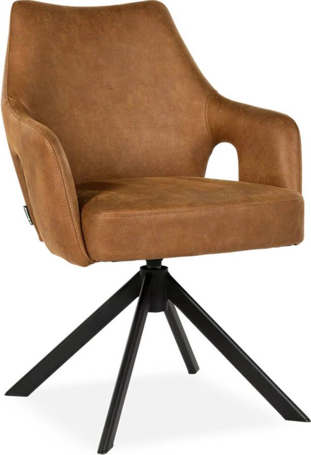 De Bommel Meubelen Armstoel Carita (draaibaar) Bull Camel Eetkamerstoel met armleuning Kunstleer Cognac Modern Eettafelstoel Keukenstoel Eetstoel Stoel eetkamer - Foto 1