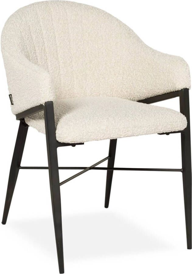 De Bommel Meubelen Armstoel Clay Touch Pearl Eetkamerstoel met armleuning Stof Naturel Modern Eettafelstoel Keukenstoel Eetstoel Stoel eetkamer