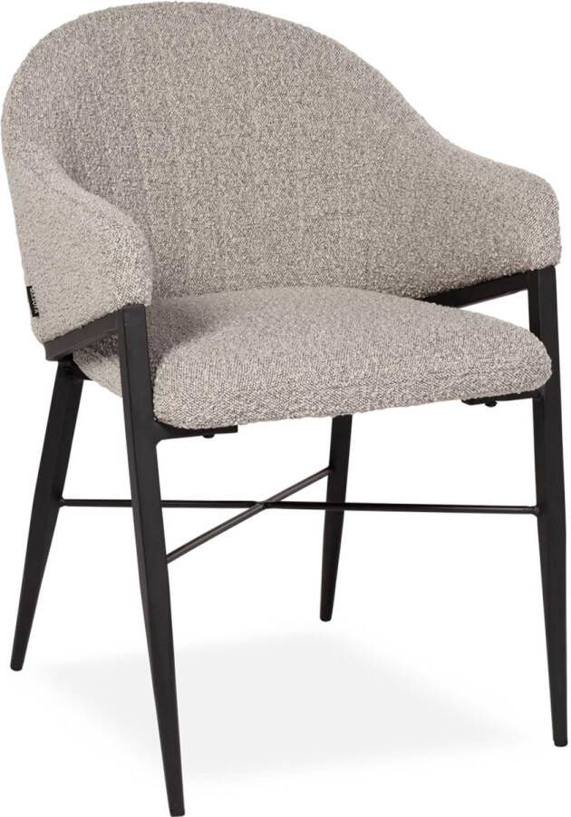 De Bommel Meubelen Armstoel Clay Touch Toffee Eetkamerstoel met armleuning Stof Naturel Modern Eettafelstoel Keukenstoel Eetstoel Stoel eetkamer